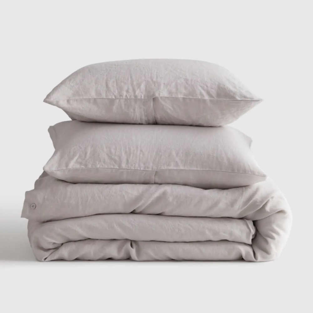 Quince Light Gray Linen Duvet Cover Set